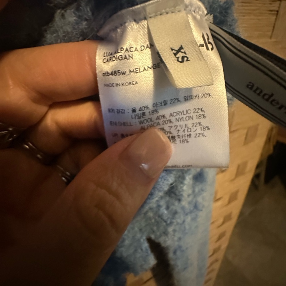 Andersson Bell Blue Lua Alpaca Boucle Wool Blend Distressed Cardigan Size XS - Picture 4 of 7